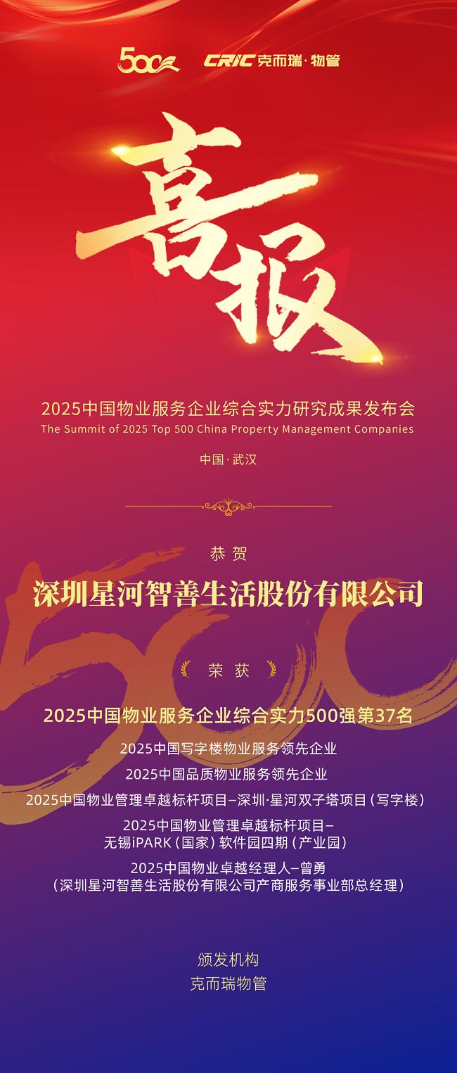 星河智善生活荣获多项行业殊荣，引领物业服务领域发展